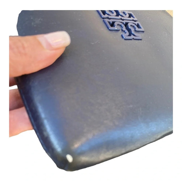 Tory Burch Leather half zip wallet Navy - Picture 6 of 9